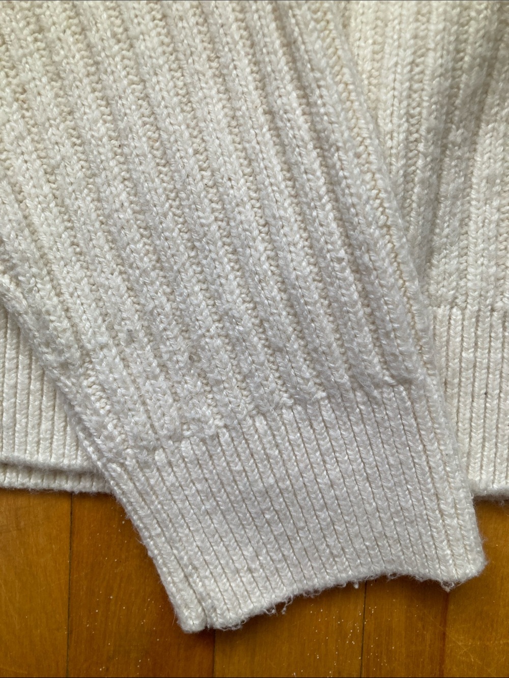 French Connection Cream Cable-Front Ribbed Crew Sweater - Picture 6 of 7
